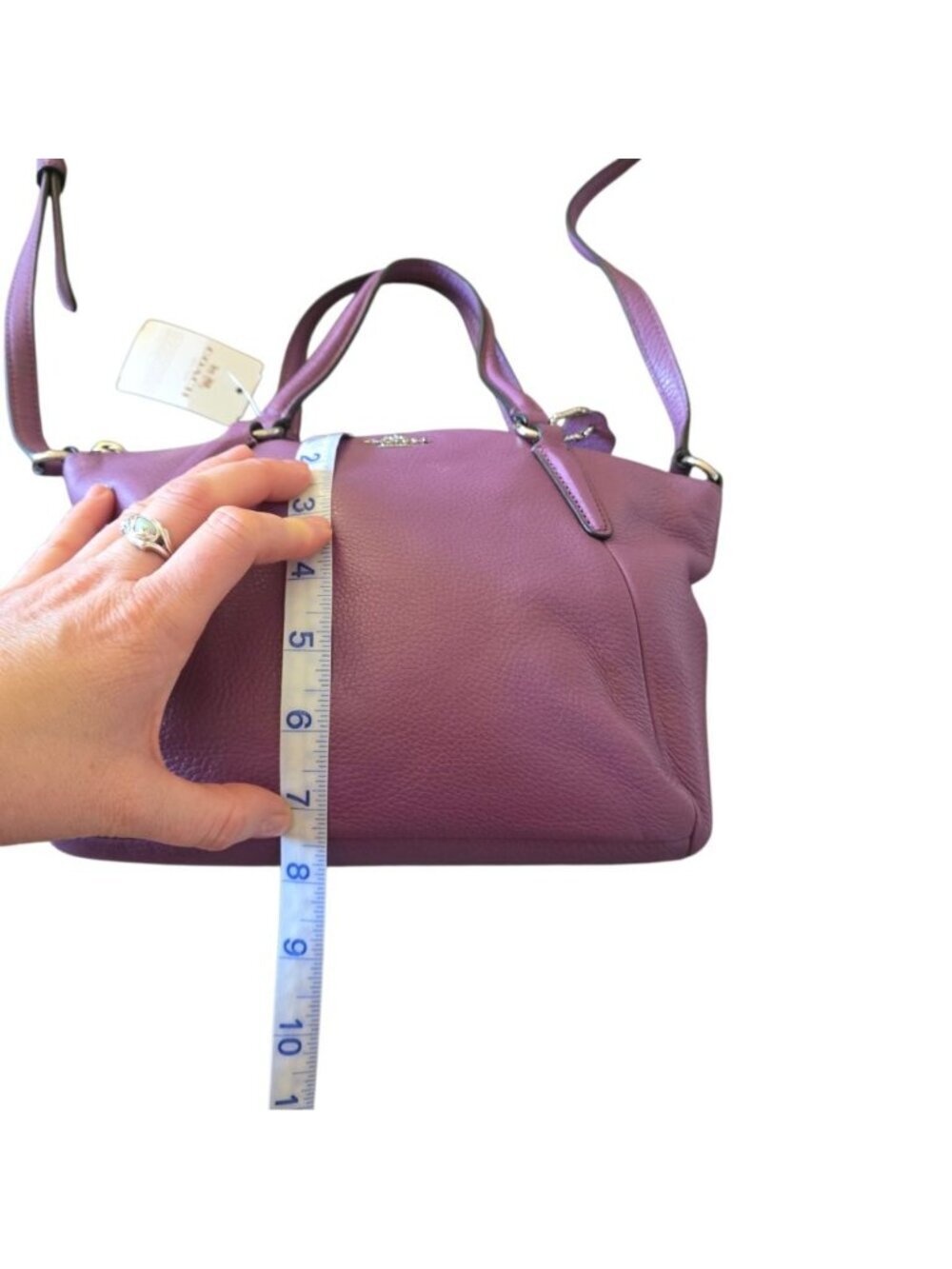 Coach Mini Kelsey Satchel Mauve Purple Pebbled Leather Crossbody Bag F57563 NWT - Picture 9 of 16